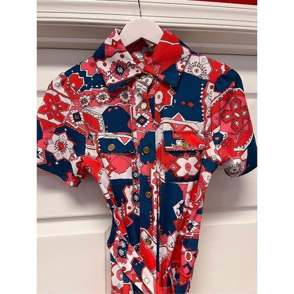 Tracy Negoshian Payton Belted Shirt Dress in Doodle in Bloom sz L NWT - Picture 1 of 7